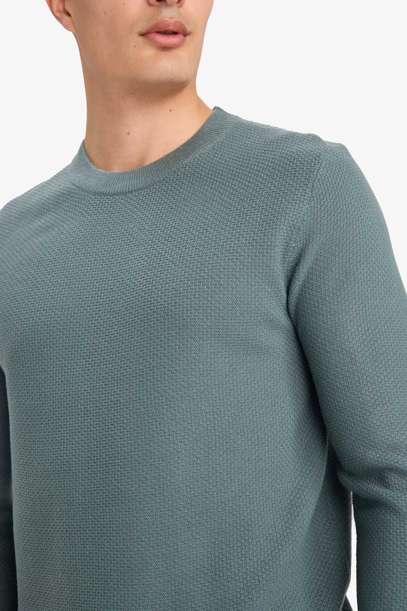 DeFacto Blue Man Standard Fit Crew Neck Basic Textured Knit Pullover Casual - Image 5